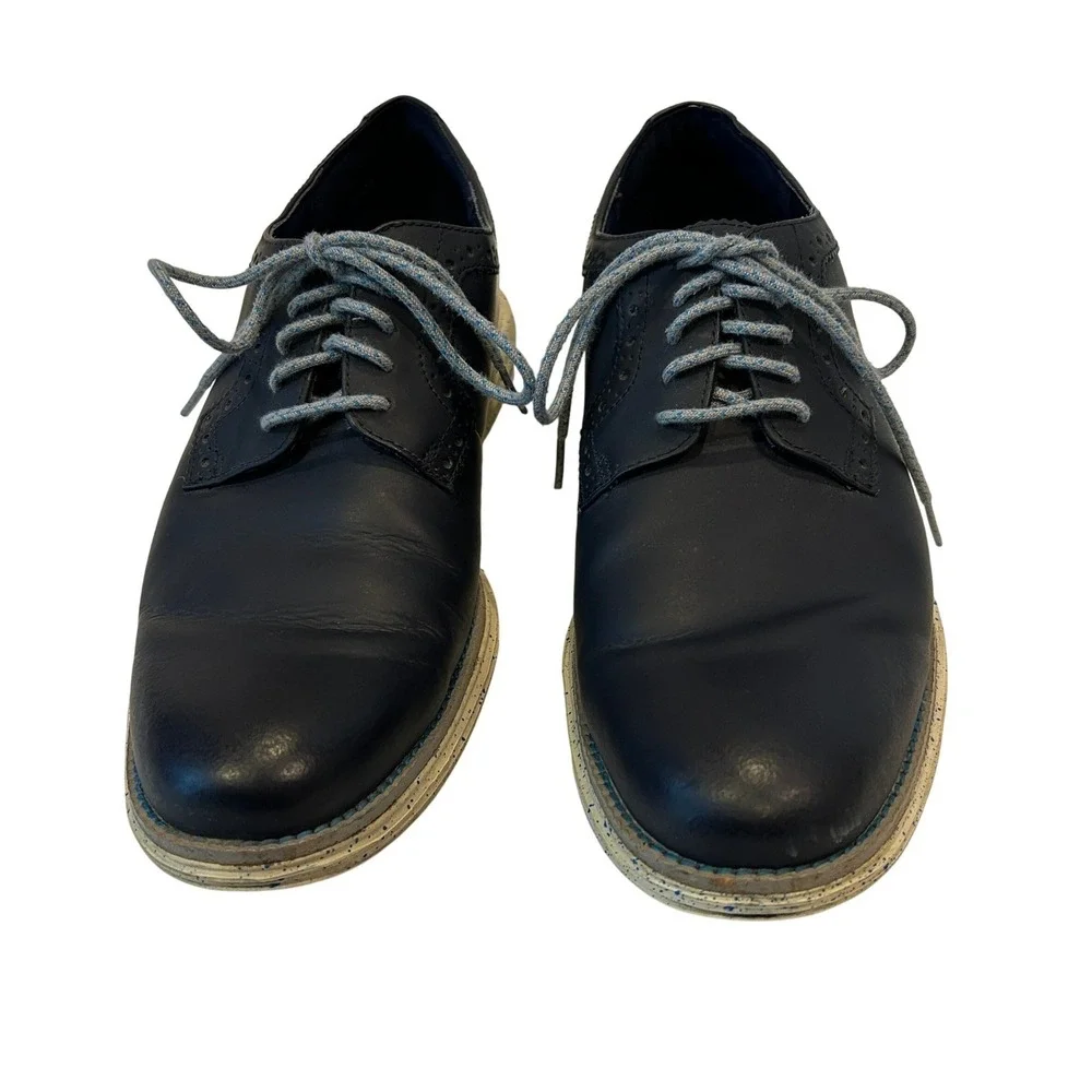 Cole Haan Lunargrand Oxford 8.5 Mens Navy Blue Leather Wingtip Speckled C12091